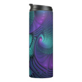 Paarse Turquoise modern abstract Fractal Monogram Thermosbeker (Geroteerd rechts)