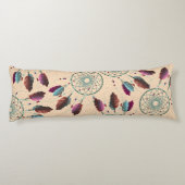 Paarse Turquoise Native American Dream Catchers Lichaamskussen (Achterkant)