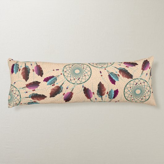 Paarse Turquoise Native American Dream Catchers Lichaamskussen (Achterkant)