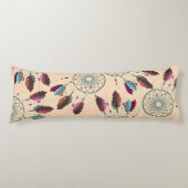 Paarse Turquoise Native American Dream Catchers Lichaamskussen (Voorkant)