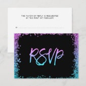 Paarse Turquoise Nep Glitter RSVP Kaartje (Voorkant / Achterkant)