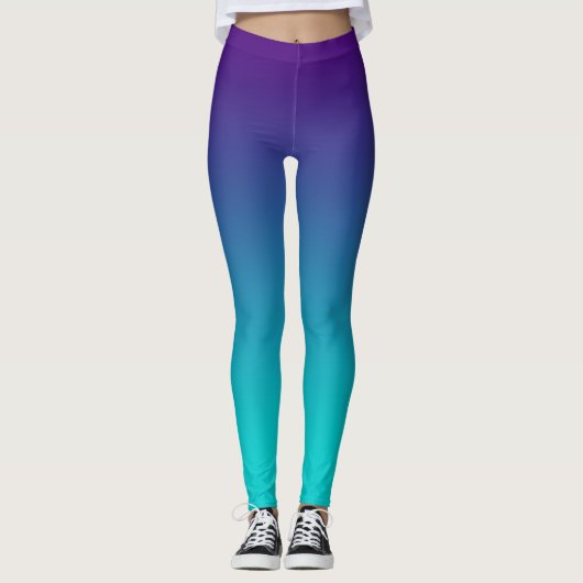 Paarse turquoise ombre fade leggings (Voorkant)