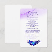 Paarse Turquoise Orchide Huwelijksdetails Kaart (Voorkant / Achterkant)