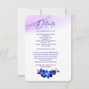 Paarse Turquoise Orchidee Huwelijksdetails Kaart