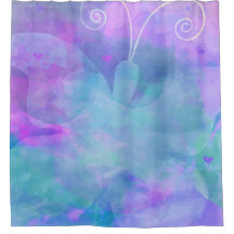 Paarse Turquoise Pastel Aquarel Kunst Vlinder