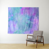 Paarse Turquoise Pastel Vlinder Feest Achtergrond Wandkleed (In Situ (horizontaal))