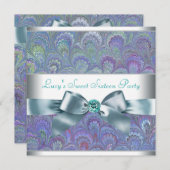 Paarse Turquoise Pauw Oog Paisley Verjaardagsfeest Kaart (Voorkant / Achterkant)