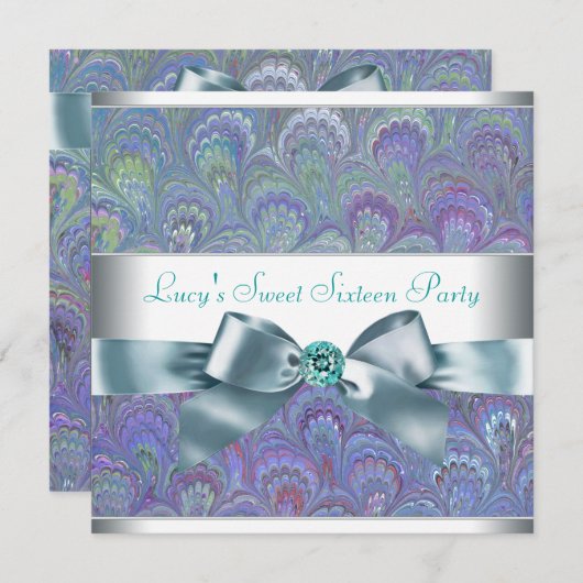 Paarse Turquoise Pauw Oog Paisley Verjaardagsfeest Kaart (Voorkant / Achterkant)