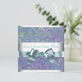 Paarse Turquoise Pauw Oog Paisley Verjaardagsfeest Kaart (Staand voorkant)