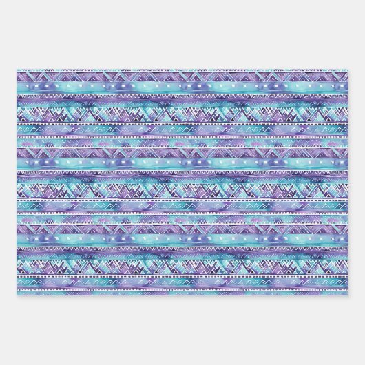 Paarse turquoise pauwenveren inpakpapier vel (Voorkant 3)