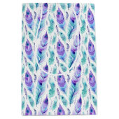 Paarse turquoise pauwenveren medium cadeauzakje (Voorkant)