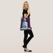 Paarse Turquoise Peaceful Happy Buddha Tote Bag (Op model)