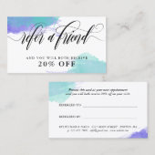 Paarse Turquoise Smudge Calligraphy Verwijs een vr Aanbevelingskaartje (Voorkant / Achterkant)