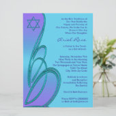 Paarse Turquoise Ster van David Bat Mitzvah Kaart (Staand voorkant)