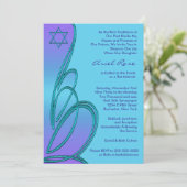 Paarse Turquoise Ster van David Bat Mitzvah Kaart (Staand voorkant)
