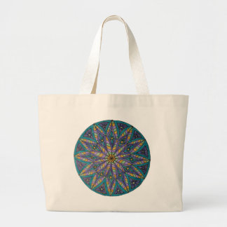 Paarse/Turquoise Sterrenstelsel Mandala Boodschapp Grote Tote Bag