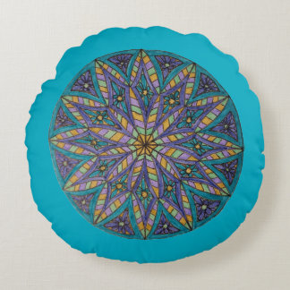 Paarse/Turquoise Sterrenstelsel Mandala Ronde Worp Rond Kussen