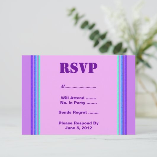 Paarse turquoise stripe RSVP (Staand voorkant)
