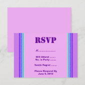 Paarse turquoise stripe RSVP Kaartje (Voorkant / Achterkant)