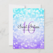 Paarse Turquoise Sweet 16 Birthday Glitter Lights Kaart (Achterkant)