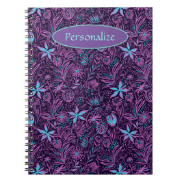 Paarse & Turquoise Tropische Bloemen Zomer Persona Notitieboek
