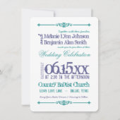 Paarse Turquoise Typography Wedding Invitations Kaart (Voorkant)