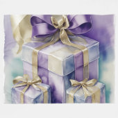 Paarse turquoise verpakte geschenken fleece deken (Voorkant (Horizontaal))