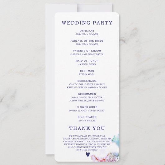 Paarse Turquoise Wedding Program Sjabloon Kaart (Achterkant)