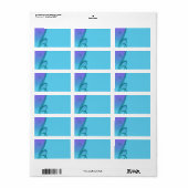 Paarse Turquoise Wervel Monogram Adreslabels Etiket (Full Sheet)