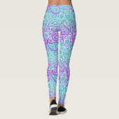 Paarse turquoise & white paisley patroon no2 leggings (Achterkant)