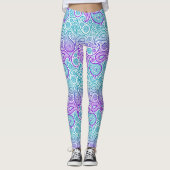 Paarse turquoise & white paisley patroon no2 leggings (Voorkant)