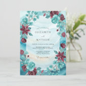 Paarse Turquoise Wilde Bloem Bruiloft Kaart (Staand voorkant)