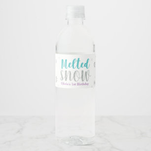 Paarse & Turquoise Winter Verjaardagsfeest Waterfl Waterfles Etiket