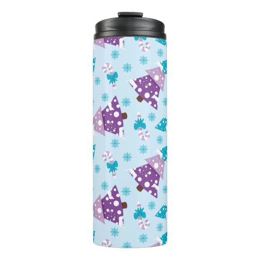 PAARSE & TURQUOISE WINTERKERSTBOMEN THERMOSBEKER (Voorkant)