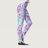 Paarse turquoise & witte paisley patroon leggings (Rechts)