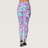 Paarse turquoise & witte paisley patroon leggings (Achterkant)