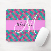 Paarse Turquoise Zeemeermin Glitter Glans Monogram Muismat (Met muis)