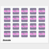 Paarse Turquoise Zeemeermin Glitter Glans Monogram Vierkante Sticker (Vel)