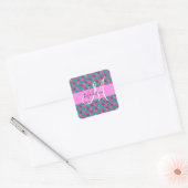 Paarse Turquoise Zeemeermin Glitter Glans Monogram Vierkante Sticker (Envelop)