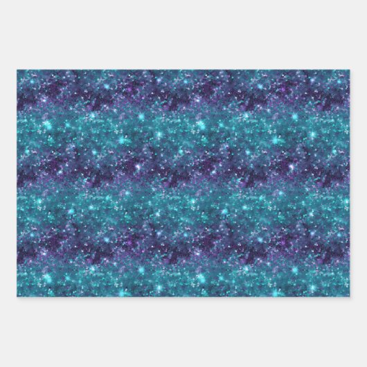 Paarse Turquoise Zeemeermin Sparkle Girly Glitz Inpakpapier Vel (Voorkant 2)