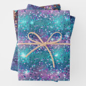 Paarse Turquoise Zeemeermin Sparkle Girly Glitz Inpakpapier Vel (In situ)