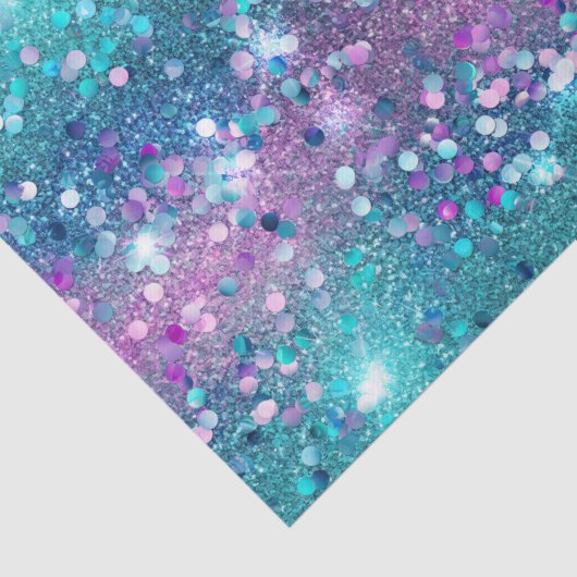 Paarse Turquoise Zeemeermin Sparkle Girly Glitz Tissuepapier (Detail)