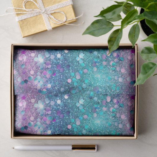Paarse Turquoise Zeemeermin Sparkle Girly Glitz Tissuepapier (Geschenk)