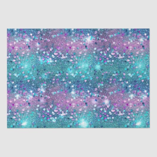 Paarse Turquoise Zeemeermin Sparkle Girly Glitz Tissuepapier (Voorkant)