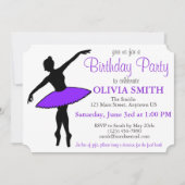 Paarse Tutu Ballerina Ballet Dancer Birthday Party Kaart (Voorkant)