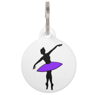 Paarse Tutu Ballerina Ballet Dancer Dog Pet Tag Huisdierpenning