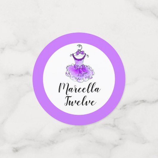 Paarse tutu jurk 12e verjaardag aangepaste foto confetti (Kleine voorkant)