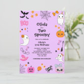 Paarse Twee Spooky Schattigee Halloween 2e Verjaar Kaart (Staand voorkant)