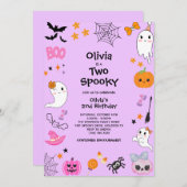 Paarse Twee Spooky Schattigee Halloween 2e Verjaar Kaart (Voorkant / Achterkant)