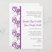 Paarse tweekleurige zweepslagen bruiloft kaart (Voorkant / Achterkant)
